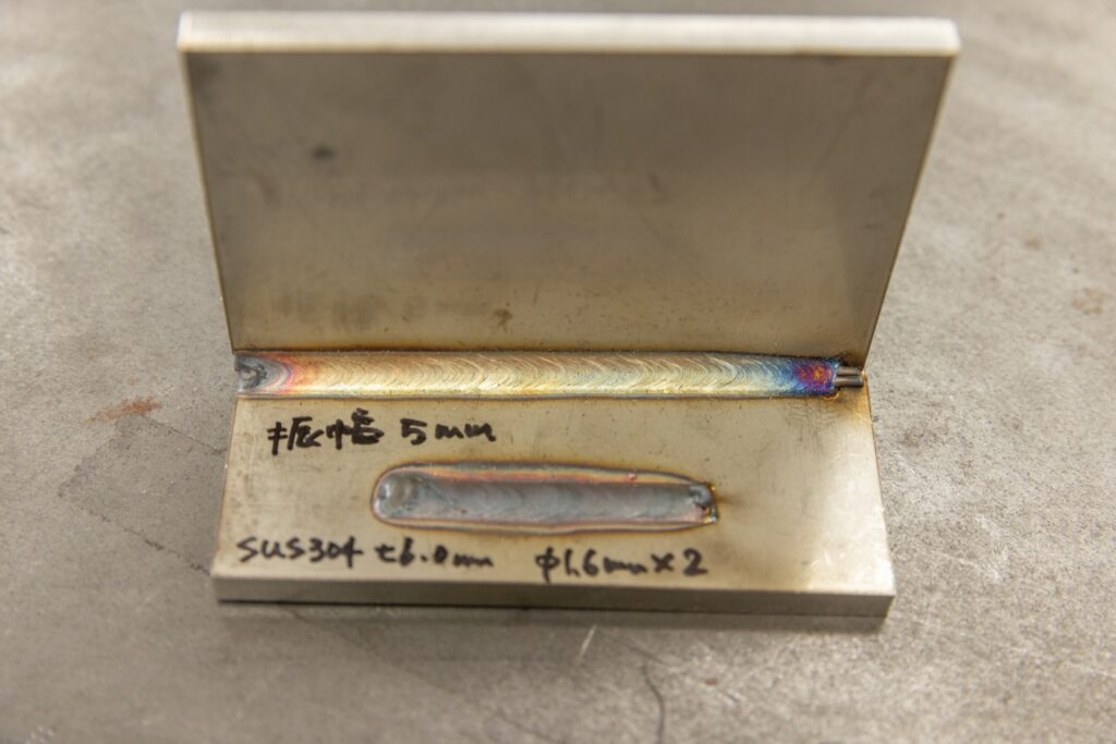 SUS304 t6.0mmをダブルワイヤーで板幅5mmに溶接したサンプル